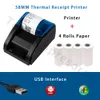 Printers 58mm 2'' USB Bluetooth Thermal Receipt Printer USB Cash Register Printer POS System Supermarket PC iOS Android Mobile Impresoras