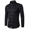 Chemises décontractées pour hommes mode hommes chemise printemps automne hommes couleur unie à manches longues mâle mince marque vêtements USA taille