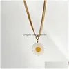 Pendant Necklaces Kbjw Original Heavy Necklace Sea Shell Sunflower Shape Jewelry Delicate Stainless Steel Metal Sweater Chain Drop D Dhdiy