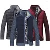 Jackets masculinos Classic Classic Wind Fabric Patchwork Men, cor de cor sólida espessada de malha casual, punhos de suéter de suéter de suéter.