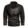 Mäns jackor 2023 MENS LÄDER JACKE Vintage Coat Män står krage Militär bombplan Male Chaqueta Hombre Warm Fleece Jaqueta Masculino