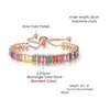 Charme Bracelets Rose Plaqué Or Cubique Zircon Réglable Colorf Bracelet Pour Femmes Filles Arc-En-Ciel Fête D'anniversaire Bijoux De Mariage Cadeau Dhoo0