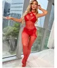 28% OFF Ribbon Factory Store Sexy lingerie pour femme Teddy figure rouge net ouvert sexe pornographique bas pyjamas