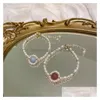 Perlé Strand Perle D'eau Douce Stberry Cristal Bracelet Cordon Élastique Réglable Moonstone Lady Petits Bracelets Frais Pour Les Femmes Drop Dhy7U