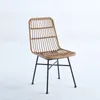 Camp Furniture Garden Outdoor White Dining Chair Cafe Set Metal Rattan Patio