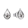 Stud Earrings Water Drop Brilliance Ear Piercing For Women 925 Sterling Silver Jewelry Tension Setting Round Clear Zircon Stones