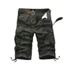 Pantalons pour hommes SHiONFA Shorts cargo amples pour hommes d'été Longueur mollet Casual Sports Plage Camouflage Taille moyenne Bas en coton confortable