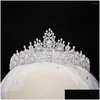 Hårklämmor Barrettes Tirim Luxury Bride Tiara och Crowns Wedding Colorf FL Crysta Lcubic Zirconia Fashion Accessories Queen Party Dh1ph