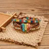 Bangle National Love Leather Seven Chakras Natural Stone Crystal Metal 3 Layer Winding Armband