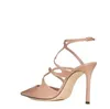 verfijnde Sandale stiletto schoenen AZIA PUMP sandalen sandalen vrouwen crêpe neergestreken strappy enkel hakken zomer hoge BIG SIZE EURO 35-43