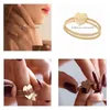 Bande Anneaux De Mode Or 18K Coeur Brisé En Laiton Matériel Amour Coeurs Bague Femmes Couple Bijoux Drop Delivery Dhhzk