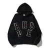 Designer Clothing Mens Sweatshirts Hoodies Rhude Chenille Patch Lettre Serviette Broderie American High Street Loose Thin Hooded Sweater for Men Women Fashion Stree