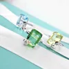 Brand Charm Tff Love Bugs Series Blue Butterfly Ring Green Crystal Ladybug