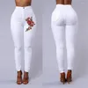 Women's Jeans 2023 Fashion Women Skinny Embroidery Floral Stretch High Waist Workout Ripped Denim Pants Trousers 3xl Plus Size