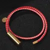 Очарование браслетов моды красное розовое плетеное кожаное браслет мужчины для женщин -ювелирных изделий многослойные застежки BB0706
