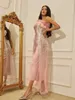 Women's New Pink Feather Decoration Sling Sequin Dress Female Summer Party Dresses 2022 Fashion