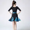 Stage Wear Dance For Women Ballroom Dress Samba Costume Long Sleeve Green Blue Black Patchwork Competition Latin