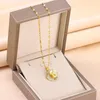 Pendant Necklaces In Rotatable Sweet Zircon Crystal Rose For Women Trendy Female Stainless Steel Chain Ladies Accessories