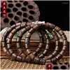Beaded Strand Highgrade Agarwood Buddha 8 9Mm Beads Bracelets For Men Women Buddhism Handmade Jewelry Stretch Barrels Wooden Bangle Dhdn6