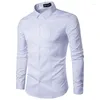 Chemises décontractées pour hommes mode hommes chemise printemps automne hommes couleur unie à manches longues mâle mince marque vêtements USA taille