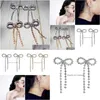 Stud Shiny Rhinestone Bow Knot Shaped Earrings For Women Fashion Accessories Boutique Ladys Statement Jewelry Drop Delivery Dhkwi