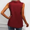 Damen-Tanks, Damenwesten, elegantes Revers-Tanktop, lässig, solide Tuniken mit Reißverschluss und V-Ausschnitt, Neckholder, ärmellos, schmale Passform, Tunika-Oberteile, Bluse, T-Shirts