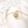Colares de pingentes brilhantes de dupla camada de girassol rotativo colar de corrente de clavícula para mulheres jóias de pescoço de zircão de luxo de luxo