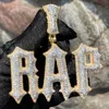 Anpassat namn Brush Script Letter Pendant Chain Women Men Hiphop Necklace Iced Out Zircon Customized Rock Rapper Jewelry