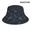 Bérets Bleu Marine Illustration Dinosaure Chapeau Seau Chapeau Soleil Pliable Pêcheur Extérieur