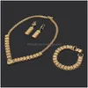 Earrings Necklace Gold Color Dubai Jewellery Set Turkish Egyptian Algeria Moroccan S Jewelry Drop Delivery Sets Dh6Pu