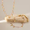 Pendant Necklaces Uworld Trendy Stainless Steel Cross Necklace Rose Quartz Stone Beads Metal Collar Chain Jewelry Bijoux Femme
