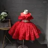 Abiti da ragazza Vestito da bambino Spettacolo per bambini Vestito da ragazza Fata Perline Paillettes Principessa Lolita Compleanno 1-12 anni