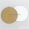 Mats Pads Heat Transfer Wooden Cup Mat Sublimation Blank Round Coaster Desktop Decoration Creative Diy Gifts Drop Delivery Home Ga Dhpao