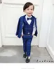 Garnitury Flower Boys Prove Formal Tuxedo Boys Suit na wesela Blazer Vest Pants Dzieci Szkoła gospodarza Kostium tańca 230526