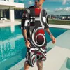 Agasalhos masculinos Moda de verão Conjuntos de camisetas masculinas Impressão 3D Streetwear Casuais Shorts oversized Conjunto de duas peças Homem Mulher Roupas com gola O