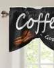 Curtain Retro Style Coffee Bean Small Rod Pocket Short Curtains Home Decor Partition Cabinet Door Window