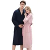 Vêtements de nuit pour femmes automne unisexe Couple Robe chaud hiver coton peignoir solide pleine gaufre bain Lingerie Robes maison vêtements grande taille