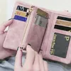 Plånböcker 2023 mode kvinnor kort plånbok pu läder liten koppling handväska korthållare handväska söt tri-fold multi-kort kvinna
