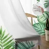 Rideau aquarelle de feuilles tropicales en mousseline de soie voilages pour salon chambre décoration fenêtre Tulle rideaux
