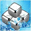 Eiskübel und Kühler Edelstahl Eiswürfel Polieren Hohl Eisblock Quadratische Kühlung Wiederverwendbare Metallsteinkühlung Bier Dri DH6Zu