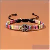 Perlé Brin Colorf Armure Corde Bracelet D'amitié Pour Femme Hommes Chanceux À La Main Coton Bracelets Bracelets Signe De Paix Bijoux Boho Wo Dh84I