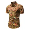 Erkekler Sıradan Gömlekler 2023 Erkek Kısa Kollu Hawaiian Yaz Afrika Etnik Baskı Erkekler Pamuk Keten Gömlek Sokak Giyim Harajuku 3xl