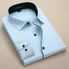 Heren DRAAD SHIRTS 2023 Design Twill lange mouwen katoen vaste kleur zakelijke formele mannen mode sociaal