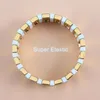 Pulseras de eslabones, pulsera de azulejo esmaltado de Color dorado, pulsera Bohemia elástica más joven apilable Tila Srtand, regalo para amiga del Día de San Valentín