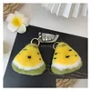 Keychains Lanyards Ins Cute High Grade Watermelon Key Chain Pendant Rex Hair Car Bag Hanging Gift Doll Drop Delivery Fashion Acces281V