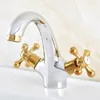 Badezimmer Waschbecken Wasserhähne Golden Silber Messing Doppelgriff Wasserhahn Eitelkeit Kaltmischer Wasserhahn Dnf480