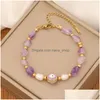 Beaded Strand Original Handmade Natural Stone Armband för kvinnor 2023 Trend Rostfritt stål Eye Girls Jewel Party Gift Drop Delive Dh407