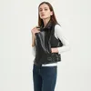 Gilet in pelle PU da donna Gilet solido da donna Moto 2023 Primavera Autunno Gilet senza maniche con cerniera di alta qualità Top