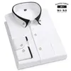 Men's Dress Shirts In Shirt Elastic Long-sleeve For Men Slim Fit Formal Doble Collar Vintage Office Clothes