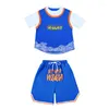 Scene Wear Kids Performance Outfits Hip Hop Clothing Blue Tee Tops Summer Shorts For Girl Boy Jazz Dance Costume Teenage Clothes